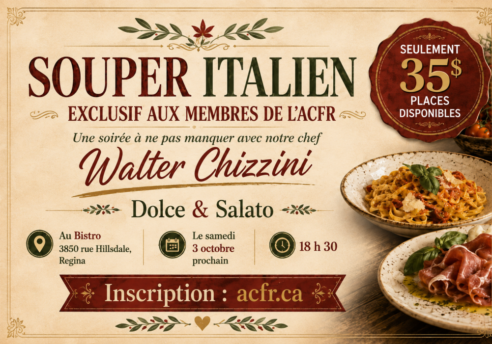 Souper Italien avec Walter Chizzini - Exclusif aux membres de l’ACFR 